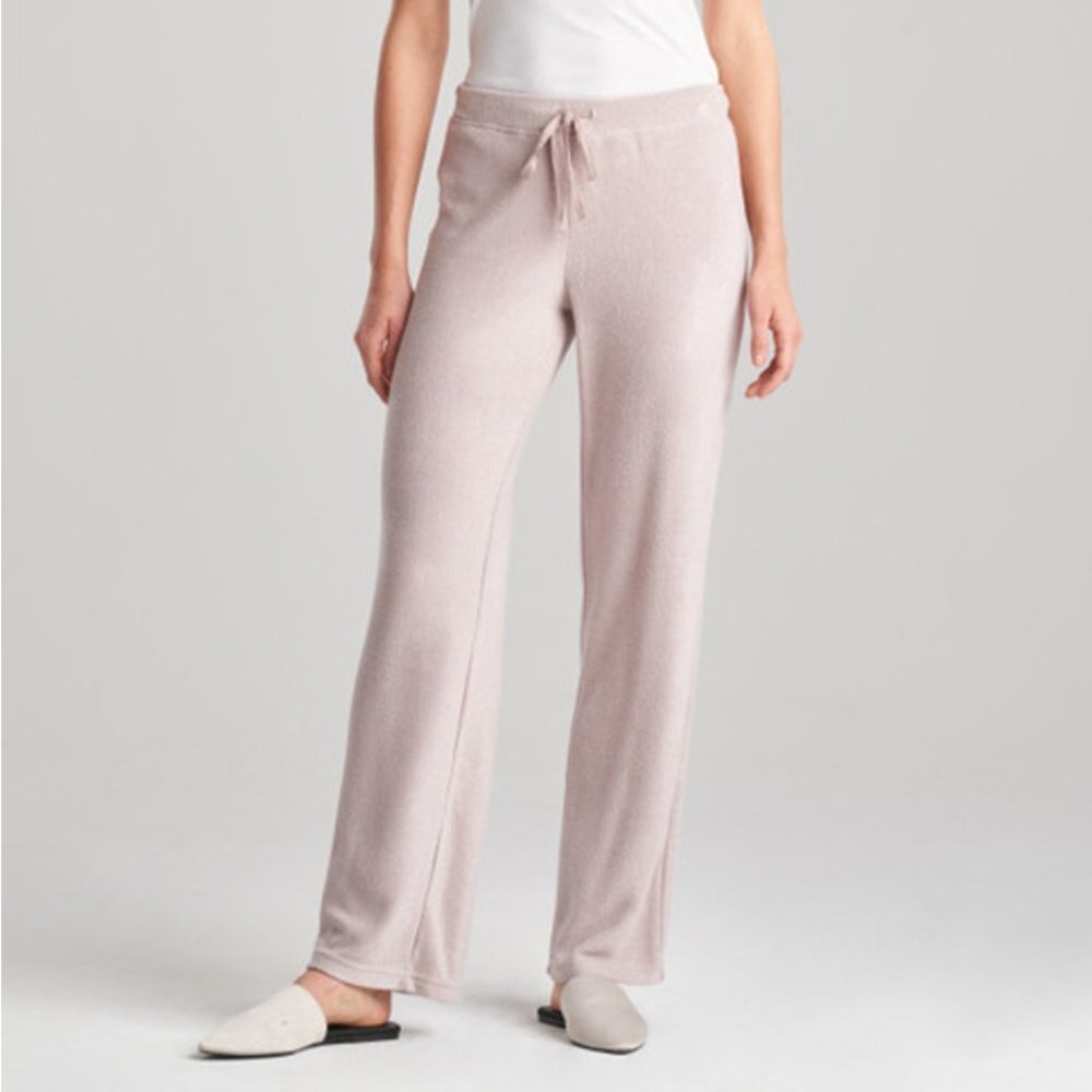 Natori Light Pink Silky Wide Leg Drawstring Pants